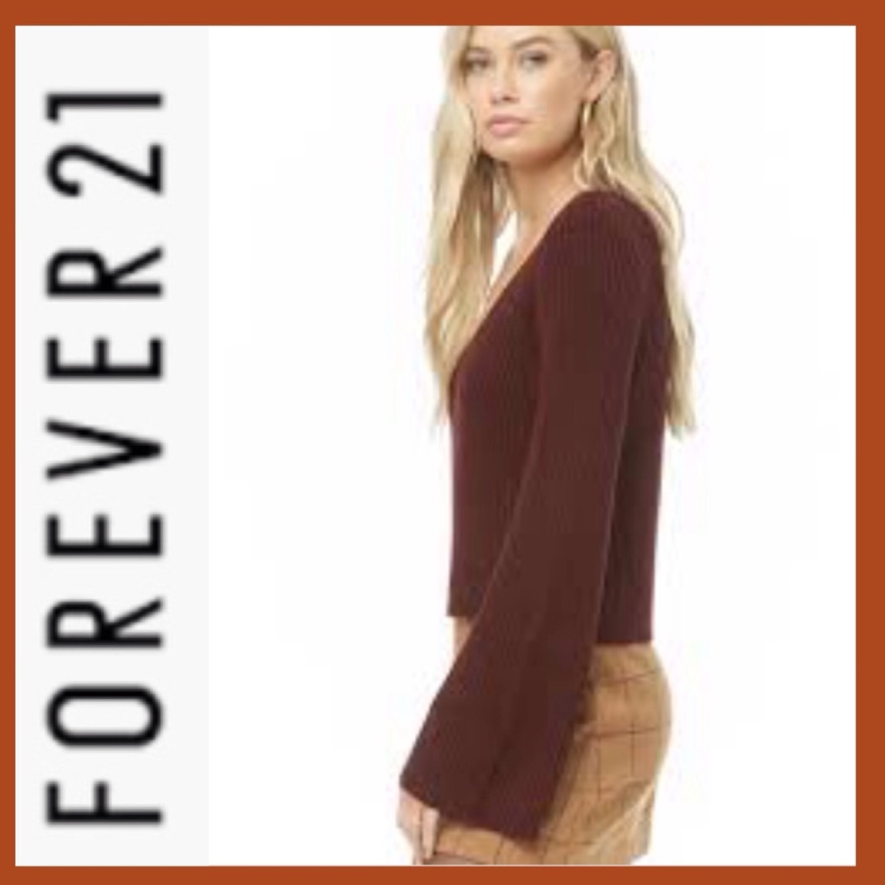 F21 Bell Sleeve Cropped Sweater